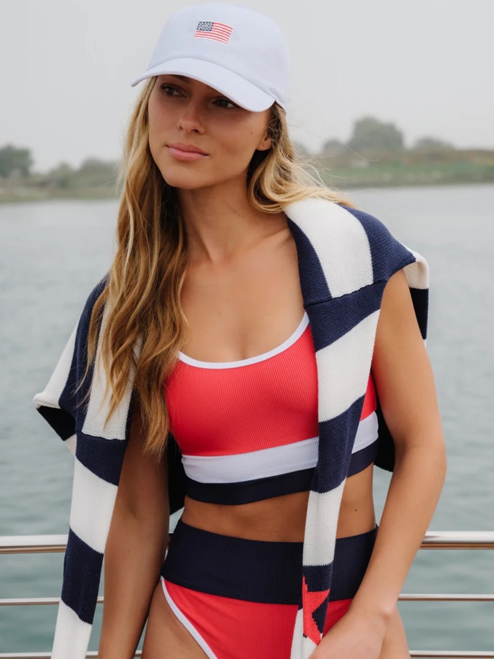 BEACH RIOT Eva Bikini Top in Americana Colorblock